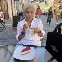 Berry cheesecake and “turmeric” ice cream (I think)  at Delicious Raw by Gabriela Oltean in Brasov