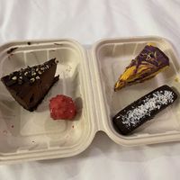Chocolate sour cherry cake, fruit cake, red ball and bounty bar from Delicious Raw, Brașov  at Delicious Raw by Gabriela Oltean in Brasov