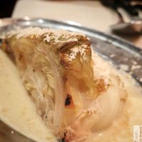 POINTED CABBAGE WITH BEURRE BLANC

BARBECUED POINTED CABBAGE, TENDER AND CARAMELISED, LEMONY BEURRE BLANC, WITH REINVENTED PECORINO. at Daimant Saint-Honoré in Paris