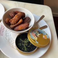 Seaweed caviar with potato boudins  at Daimant Saint-Honoré in Paris