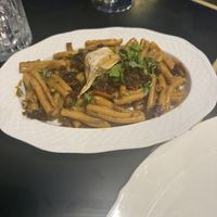 Pasta dish with  mushroom tasting like bacon  at Daimant Saint-Honoré in Paris