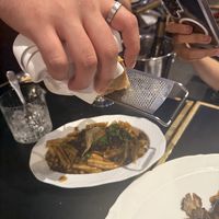 They're pouring AU  JUS sauce  at Daimant Saint-Honoré in Paris