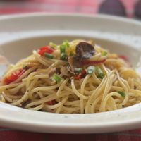 Spaghetti aglio e olio (vegan)   at Together Restaurant in Phang Nga