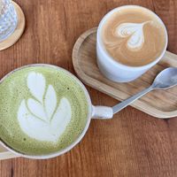 Matcha and flat white  at Oh Là Latte  in Albufeira