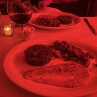 Vegan entree - quinoa, veggies, squash purée   at Le Fou Frog in Kansas City