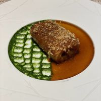 King oyster mushroom with pesto and peanut satay sauce   at Zhizhu Plant Based Kitchen in Guangzhou