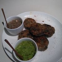 Black bean patties at Pure and Whole - Shanghai Centre in Shanghai