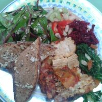 Vegan lasagne at The Hub at Healthy Spirit in Manchester