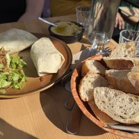 Veggie wrap, hummus  at Montvenus in Montreuil