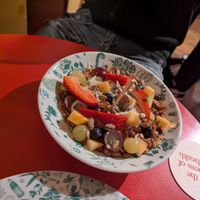 Vegan yoghurt, granola, fruit at Dishoom Permit Room in Cambridge