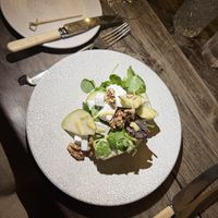 Pear and walnut salad with vg feta  at Lord Crewe Arms Hotel  in Consett