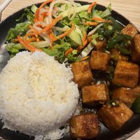 Spicy garlic tofu rice   at Mama Hong's in Burbank