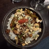 kung pap tofu with vegan sauce   at OKA - Notting Hill in West London