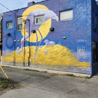 Sandhill Crane. Gorgeous artwork on  side of Casa Cacao.  at Casa Cacao  in Columbus