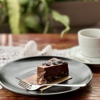 Chocolate raw vegan cake  at Fort Cade Ohrid in Ohrid