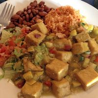 CHILE VERDE TOFU PLATE at Adelitas Taqueria in San Jose