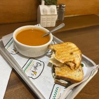 They now have vegan soup to go with an awesome vegan grilled cheese that has a nice kick to it! I added spinach. Yum! Bonus: They use a local female owned vegan cheese.   at Gayle V's Best Ever Grilled Cheese in Chicago