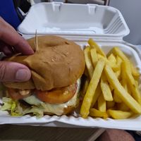 Lentil patty with vegan cheese burger at Delicious Native Taste in Providence