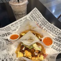 Breakfast tacos and horchata  at Tacotarian - Miracle Mile in Las Vegas