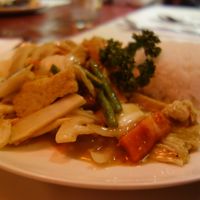 V9 Tofu with various vegetables in curry sauce (vegan) at Hongkong Imbiss in Saarbrucken