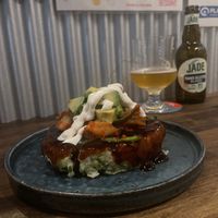 Okonomiyaki with avocadoo  at Gluten-Free & Vegan OKONOMIYAK Vim in Osaka