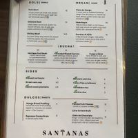 Menu shot  at Santana's in Delray Beach