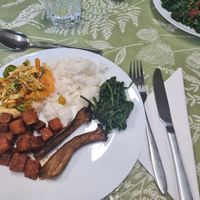 tempeh stir fry and rice at Greener Kirkcaldy - Community Meal  in Kirkcaldy