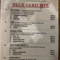 Menu (New Dishes, mostly vegan).  at Pho Reis in Berlin