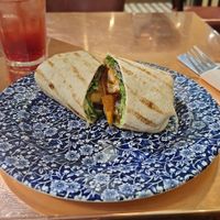 Quorn nuggets wrap (vegan, obviously) with some juice at The Prince of Wales - JD Wetherspoon in Cardiff