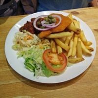 Schnitzel at Just Vege in Helsinki