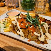 'Kebab Seitan'  with fries and salad (14.9€) at Just Vege in Helsinki