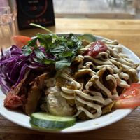 Seitansalaatti (seitan salad)  at Just Vege in Helsinki