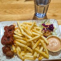 Meatballs at Just Vege in Helsinki