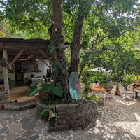 Cacao bar and seating at The Hidden Garden Atitlan in San Marcos La Laguna