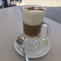 Cappuccino with soy milk  at Xiringuitos Del Sol in Cabo Roig