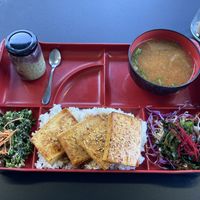 Bento box with miso and mulberry pudding  at Wafu Kitchen in Alexandria
