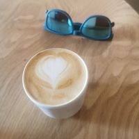 Decaf cappuccino with oat milk at The Organic Way in Ericeira