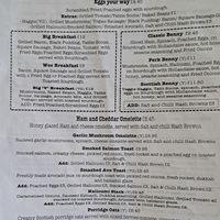 Breakfast menu (March 2025) at PERK in Largs