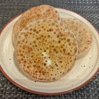 Sourdough crumpets  at Podium Restaurant and Bar in Manchester