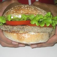 Mushroom Burger at Universo Vegano in Bergamo