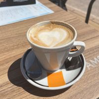Café con leche with oat milk  at La Castiza Beach Bar in La Mata