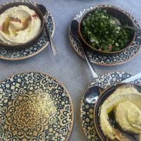 Hummus, tabbouleh, baba ghanous   at Restaurante Persia in Estepona