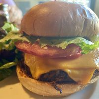 Cowboy Burger (house made patty) 💚  at French Meadow Bakery & Cafe in Minneapolis