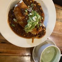 Vegan burrito and matcha latte  at French Meadow Bakery & Cafe in Minneapolis