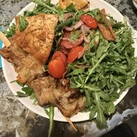 Fattoush Salad with Eggplant Skewer  at Nineveh Assyrian Restaurant in Olympia