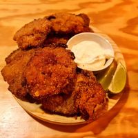 Cogumelos empanados con alioli e lima at Entre Pedras in Santiago De Compostela