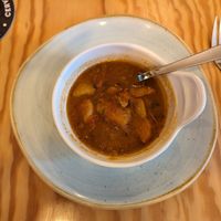 Complementary soup at Entre Pedras in Santiago De Compostela