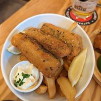 Tofu and seaweed 'fish' and chips at Entre Pedras in Santiago De Compostela
