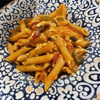 Greek Pasta with vegan cheese on the side  at Piatsa Estiatorio in Paros