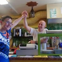 The Owner celebrating welcoming his Guests  at Pittaria in Solothurn